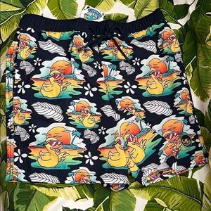 NWT Neff Men's Swim Board Shorts - Black with Duck Print